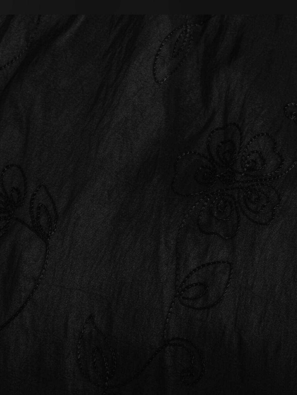 Vintage Black Ruched Drop Waist Floral Embroidered Dress Size 10 Y2K Whimsigoth - Picture 9 of 9